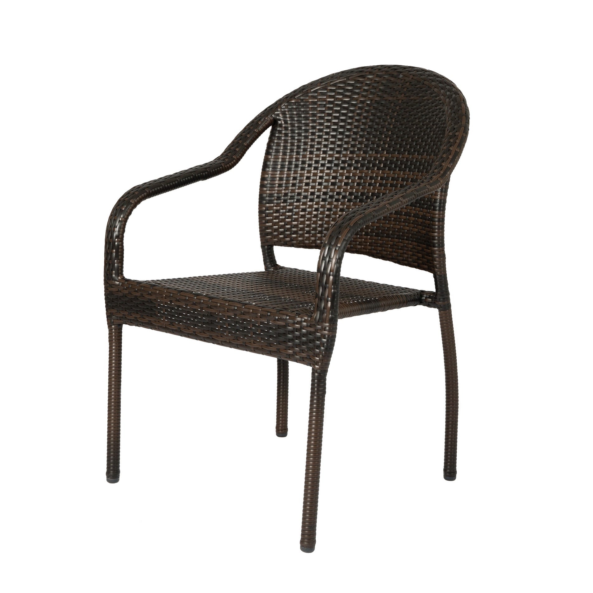 Rhodos Caf Stacking Chair In Mocha All Weather Wicker 4Pk