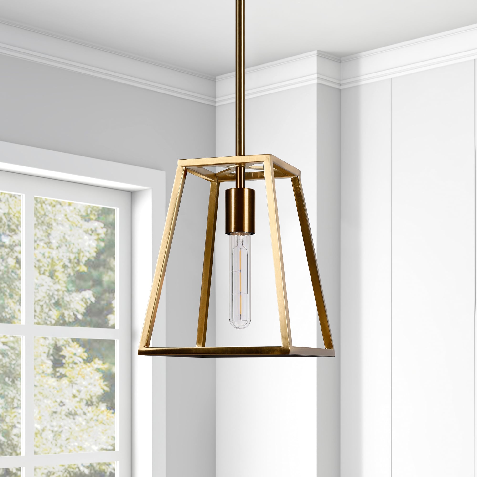 Rhom Framed Pendant In Brass 8 Inch