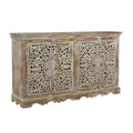 Rhu Home Carved Wooden 4 Door Sideboard