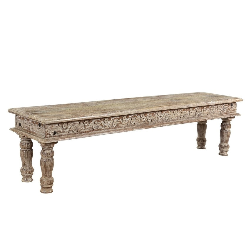 Rhu Home Driftwood Carved Bench 71 71