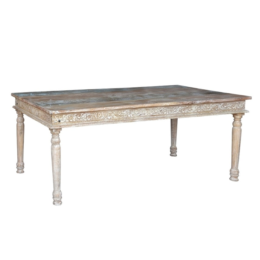 Rhu Home Driftwood Recycled Carved Dining Table 83 83