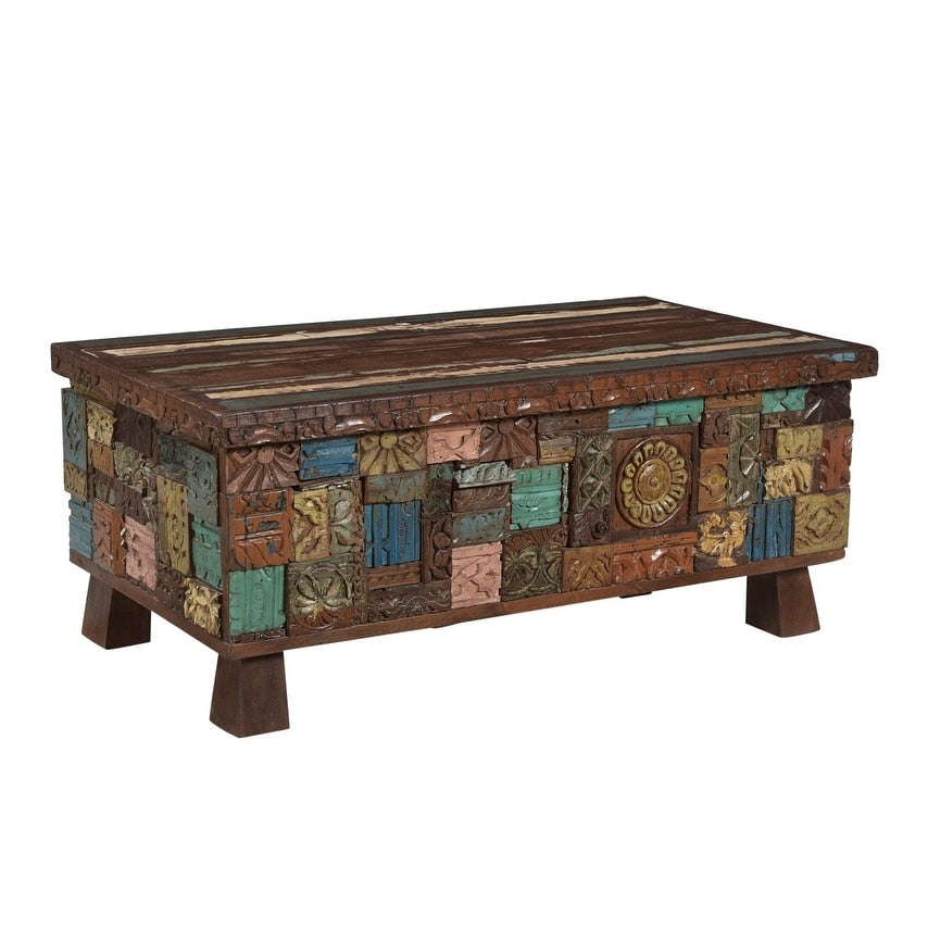 Rhu Home Elephant Reclaimed Wood Trunk Coffee Table 47 X 25