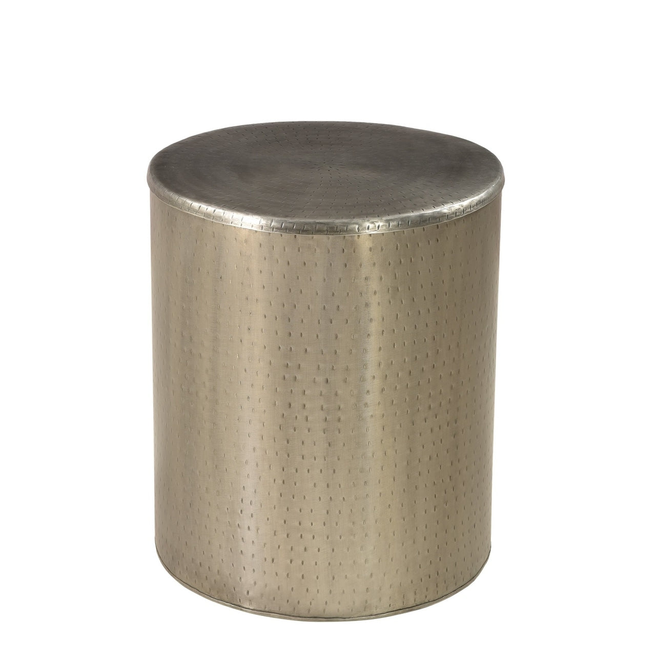 Rhu Home Drum Alevi Silver Iron End Table