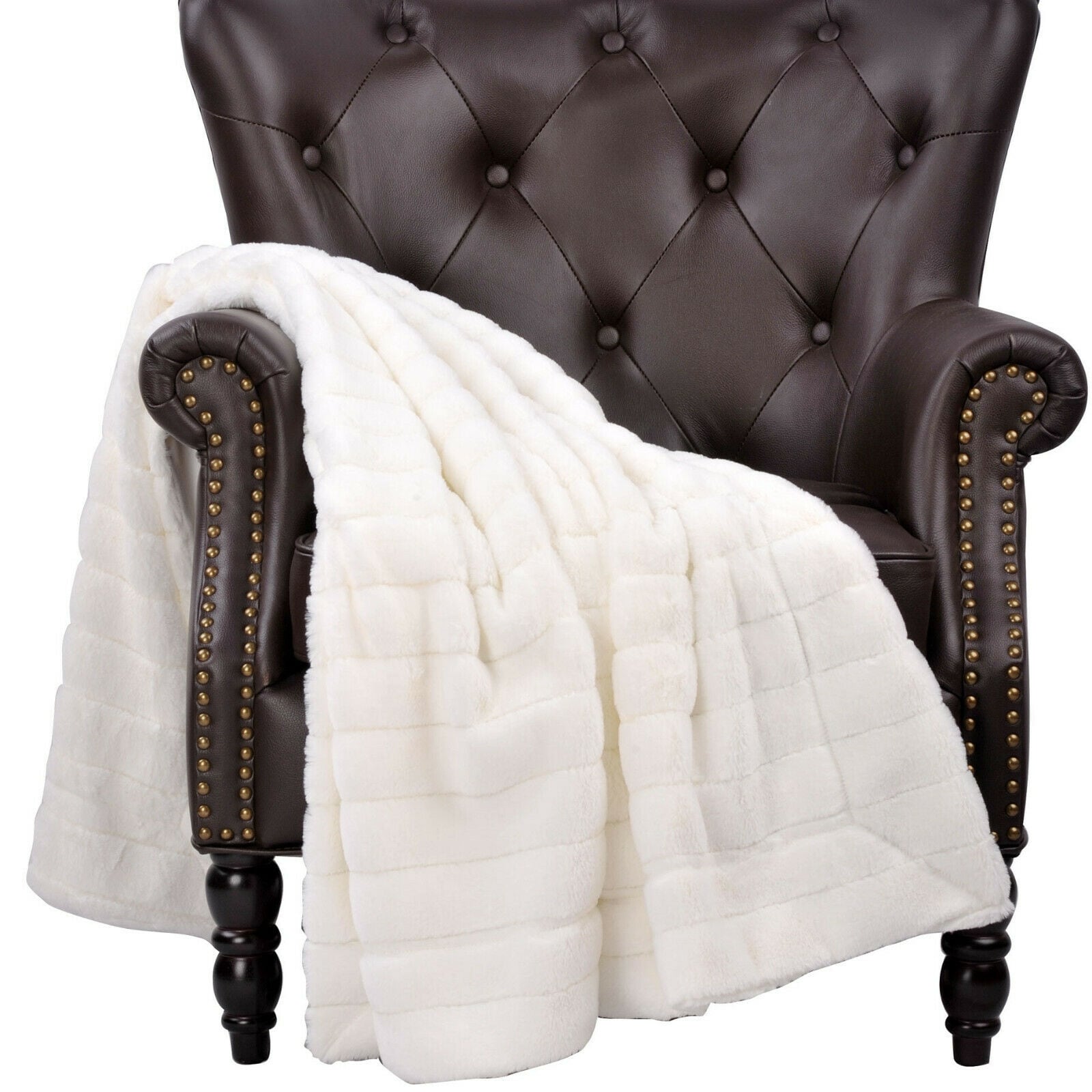 Warm Fuzzy Cozy Couch Soft Throw Blanket With Sherpa Backing 60 X 80 Ribbed