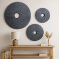 Ribbed Round Sandstone Wall Decor With Cut Out At Centre Large Gray