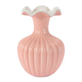 Ribbed Ruffle Rim Vase 8 H