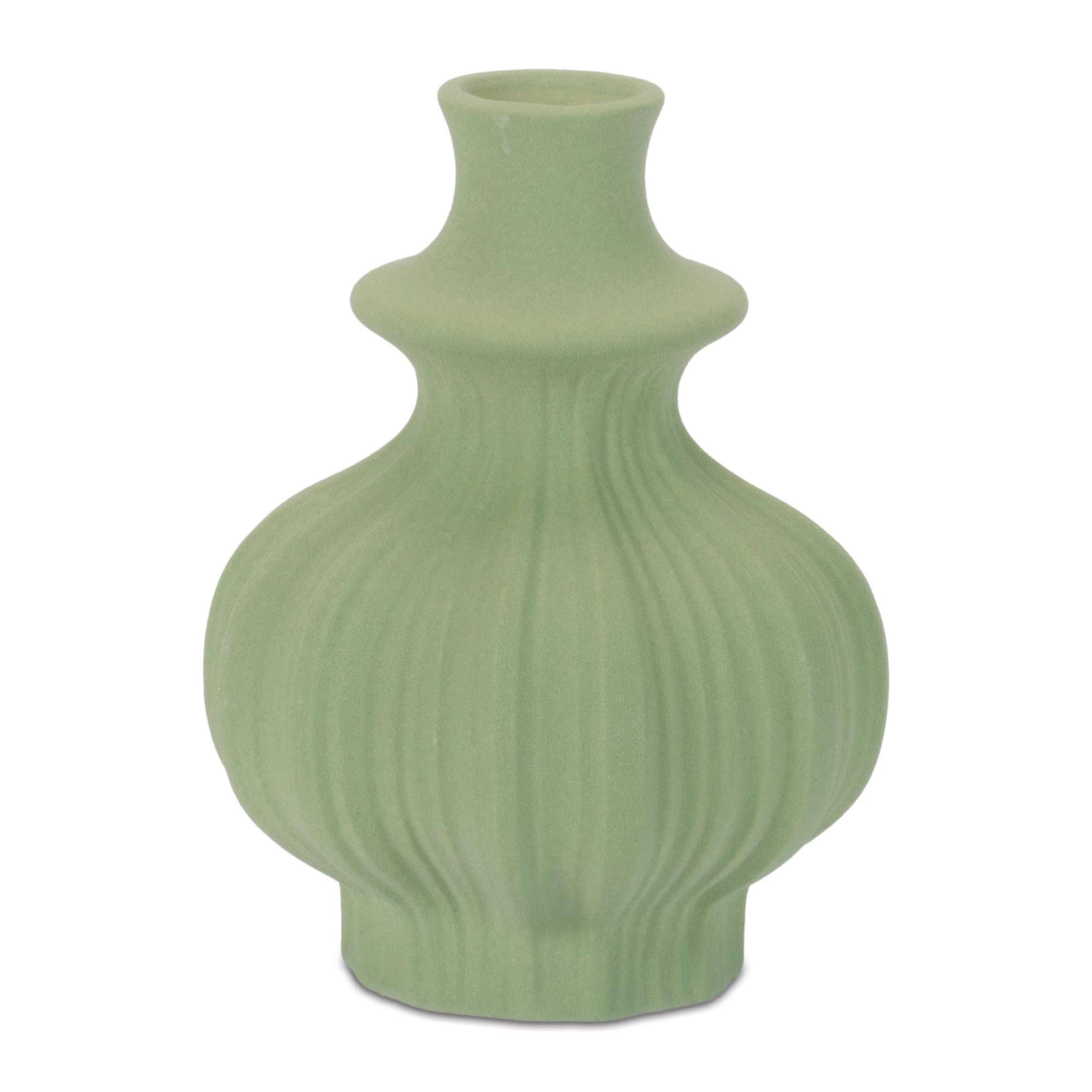 Ribbed Stoneware Bottle Vase Set Of 4