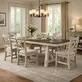 Riby Dining Table 66 94 Inch Top With 2 Leaves Gray Antique White Wood