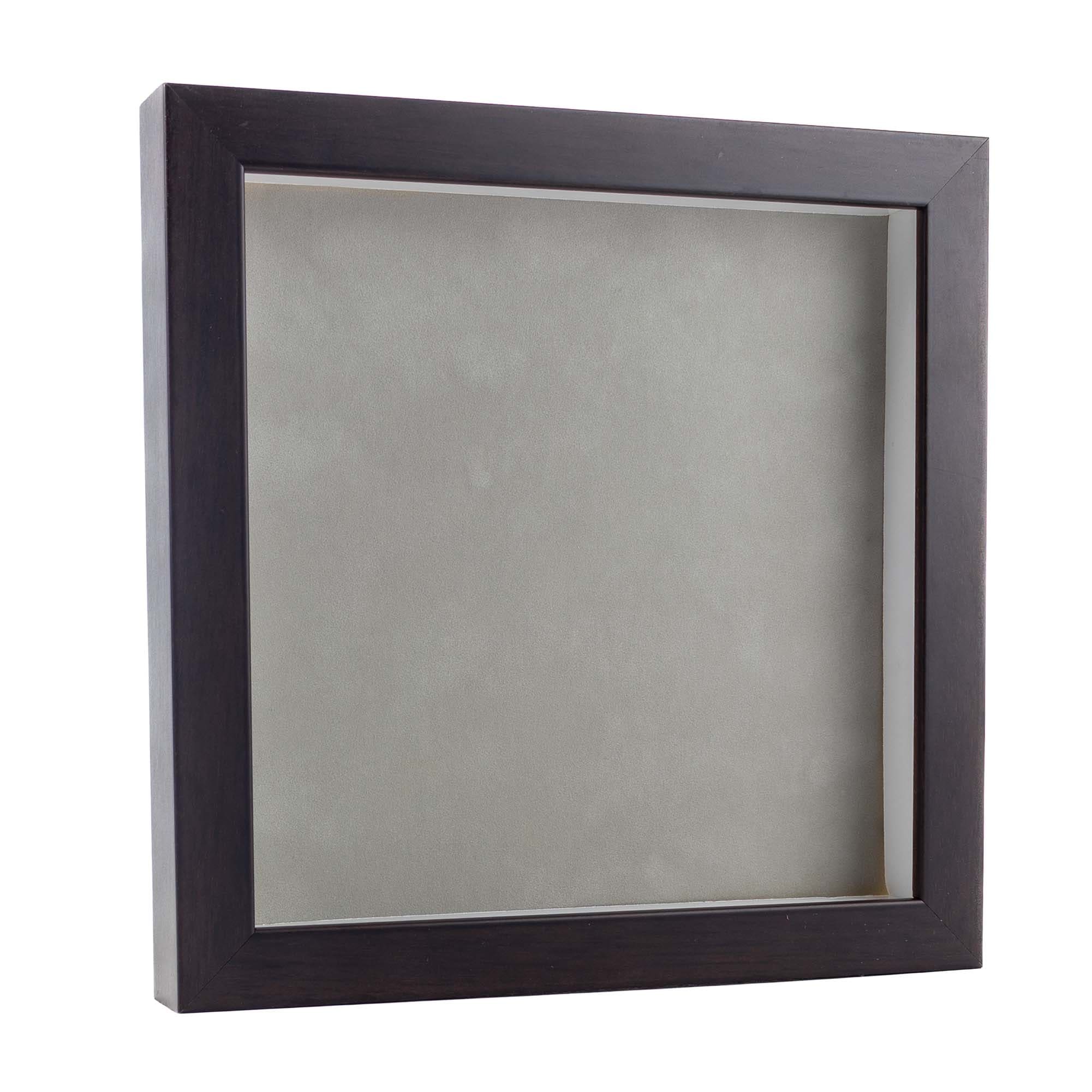Rich Dark Brown Wood Shadow Box Frame With Acrylic Front Light Brown Suede Backing 30 Sizes