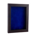 Rich Dark Brown Wood Shadow Box Frame With Acrylic Front Royal Blue Suede Backing 30 Sizes