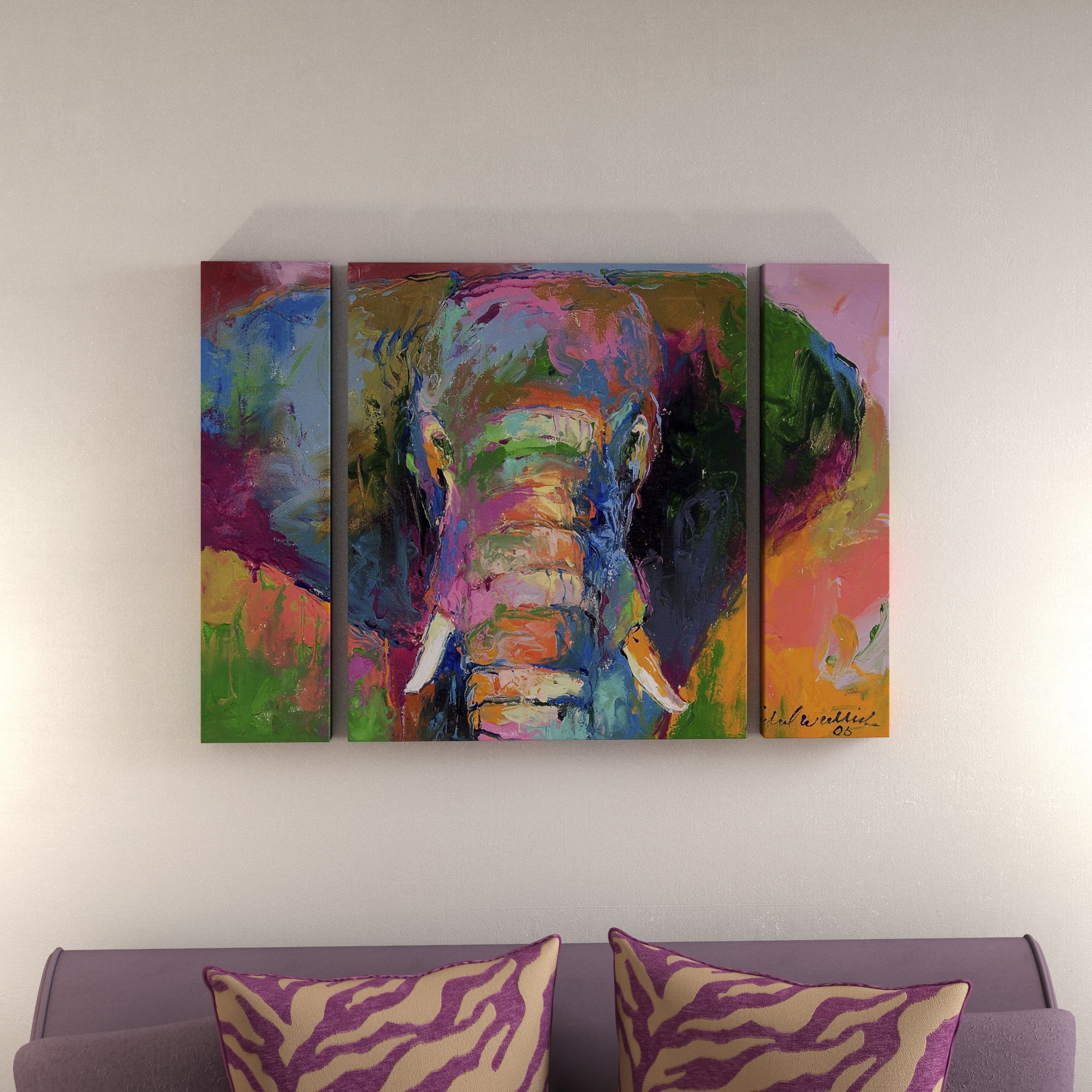 The Curated Nomad Richard Wallich Elephant 2 Three Panel Set Canvas Wall Art