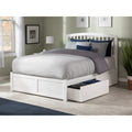 Richmond Full Platform Bed With Flat Panel Foot Board And 2 Urban Bed Drawers In White