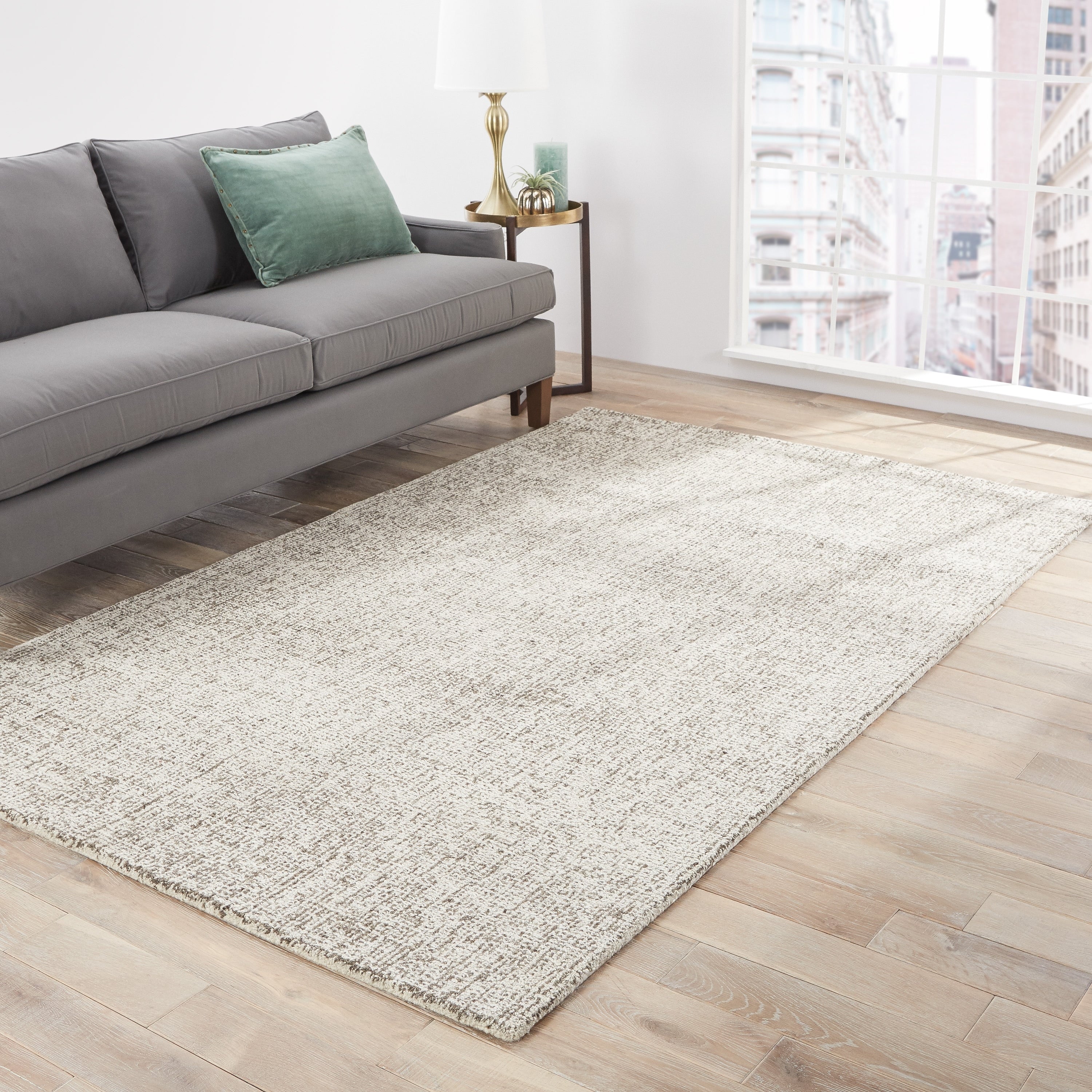 Richmond Handmade Solid White Light Blue Area Rug 2X3