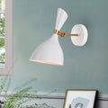 Matte White Gold Curved Bowl Metal Shade 1 Light Wall Sconce