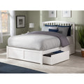 Richmond Queen Platform Bed With Flat Panel Foot Board And 2 Urban Bed Drawers In White