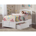 Richmond Twin Platform Bed With Flat Panel Foot Board And 2 Urban Bed Drawers In White