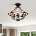 Ricky Matte Black 4 Light Metal Open Cage Semi Flush Mount