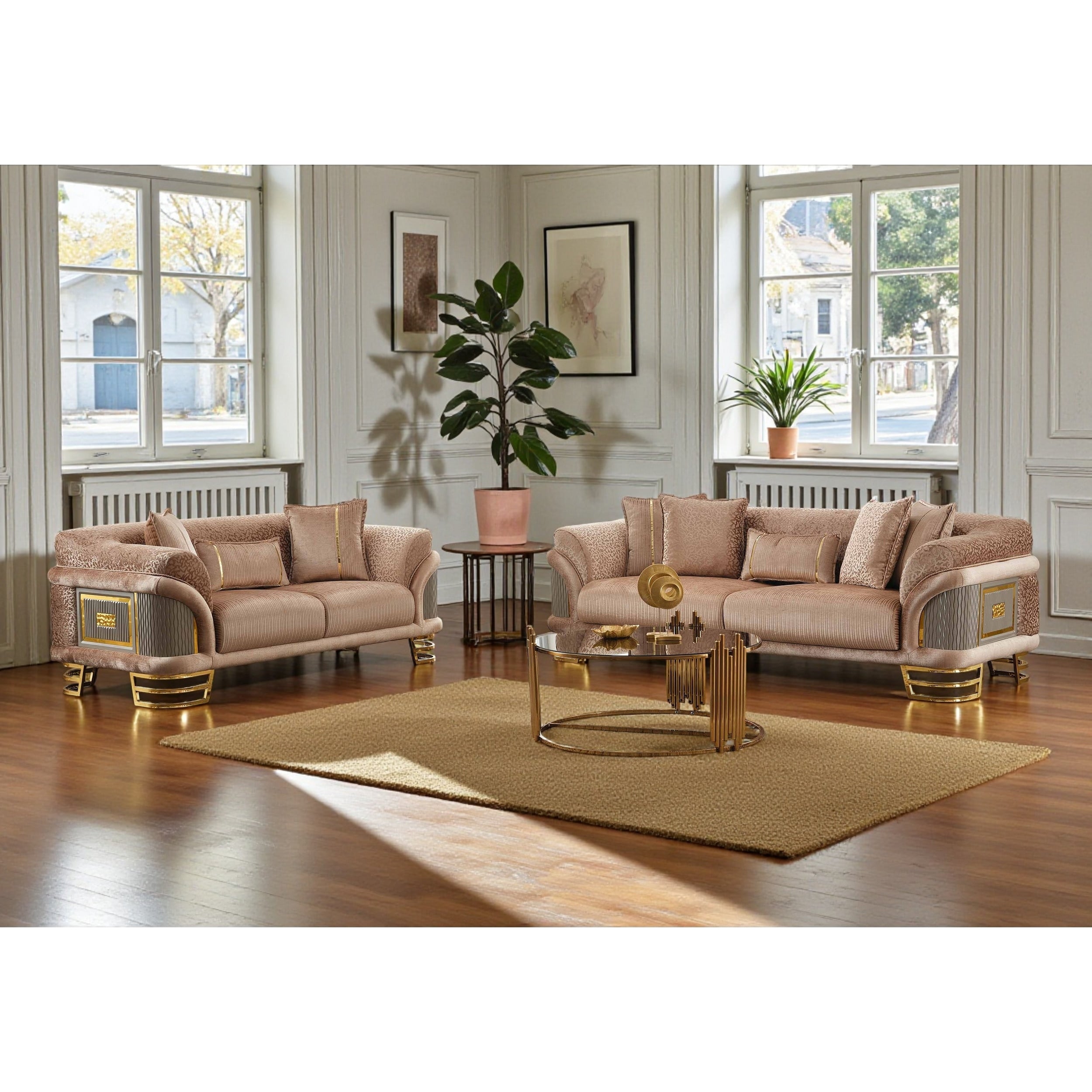 Ridge 2 Pieces Living Room Sets 1 Sofa 1 Loveseat