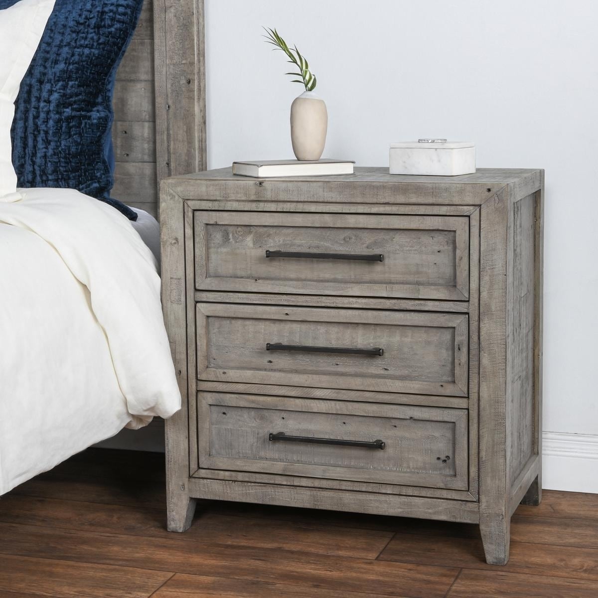 The Gray Barn Wester Cotbank Reclaimed Pine 3 Drawer Nightstand