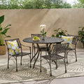 Ridgecrest Traditional Outdoor Aluminum 5 Piece Dining Set With Round Table By Christopher Knight Home
