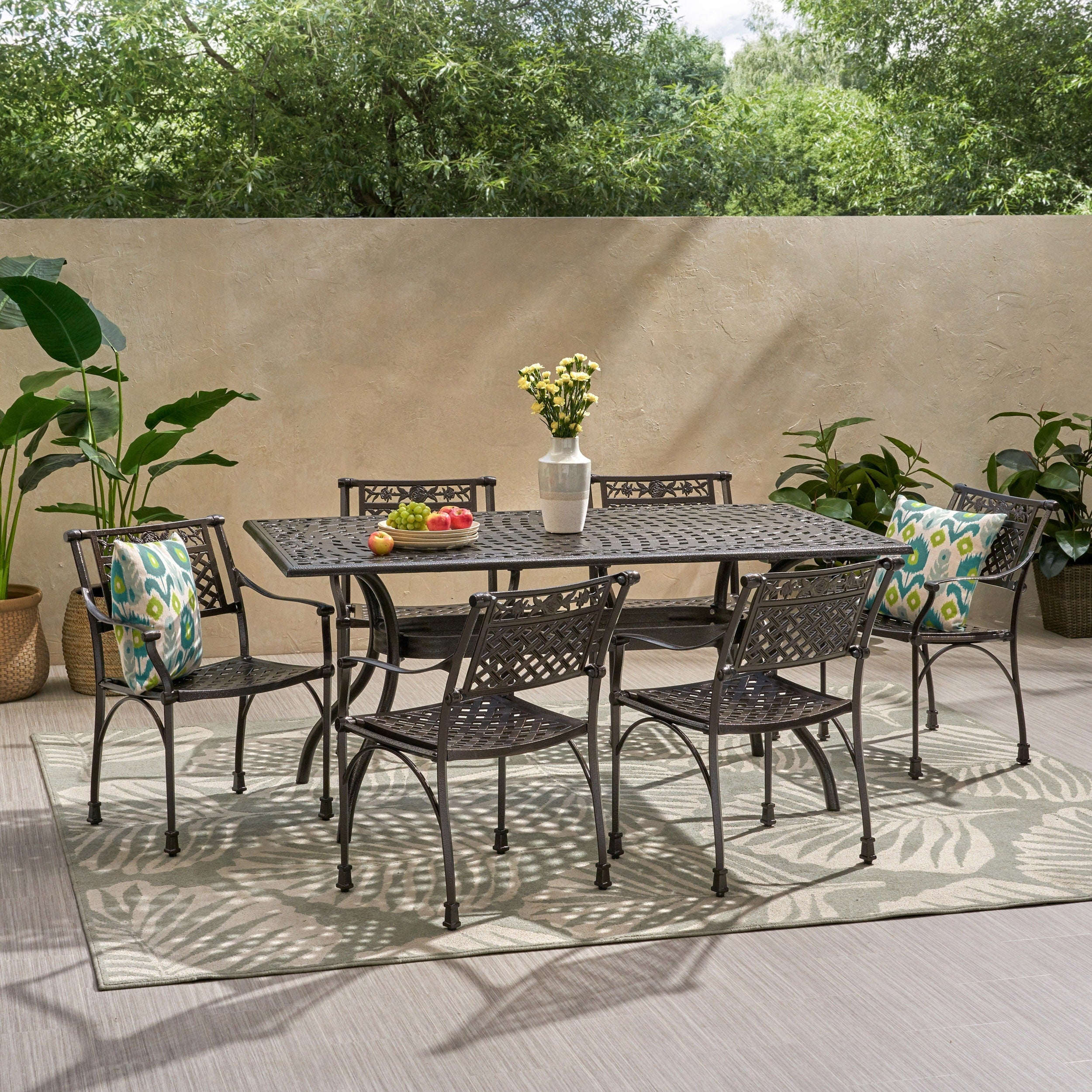 Ridgecrest Traditional Outdoor Aluminum 7 Piece Dining Set By Christopher Knight Home