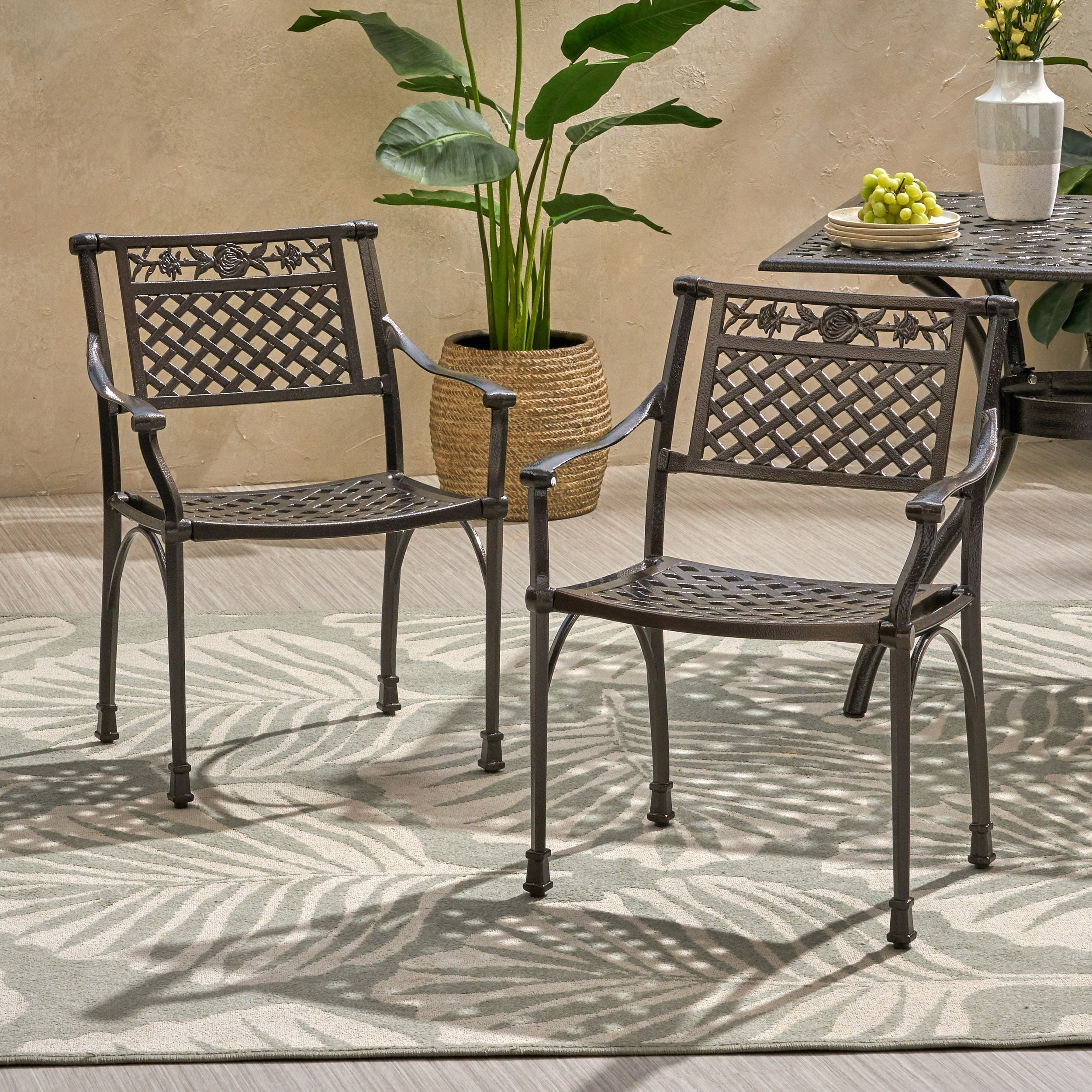 Ridgecrest Traditional Outdoor Aluminum Dining Chair Set Of 2 By Christopher Knight Home 24.25 W X 21.75 D X 31.50 H
