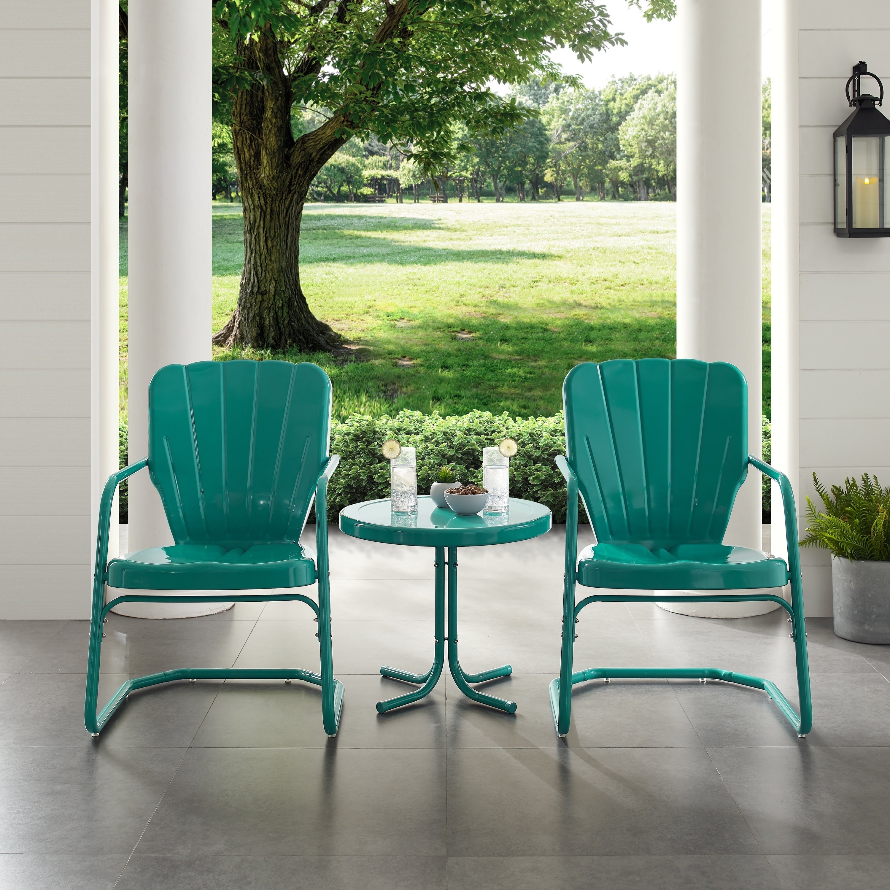 Havenside Home Dublin Bay Turquoise 3 Piece Metal Conversation Set