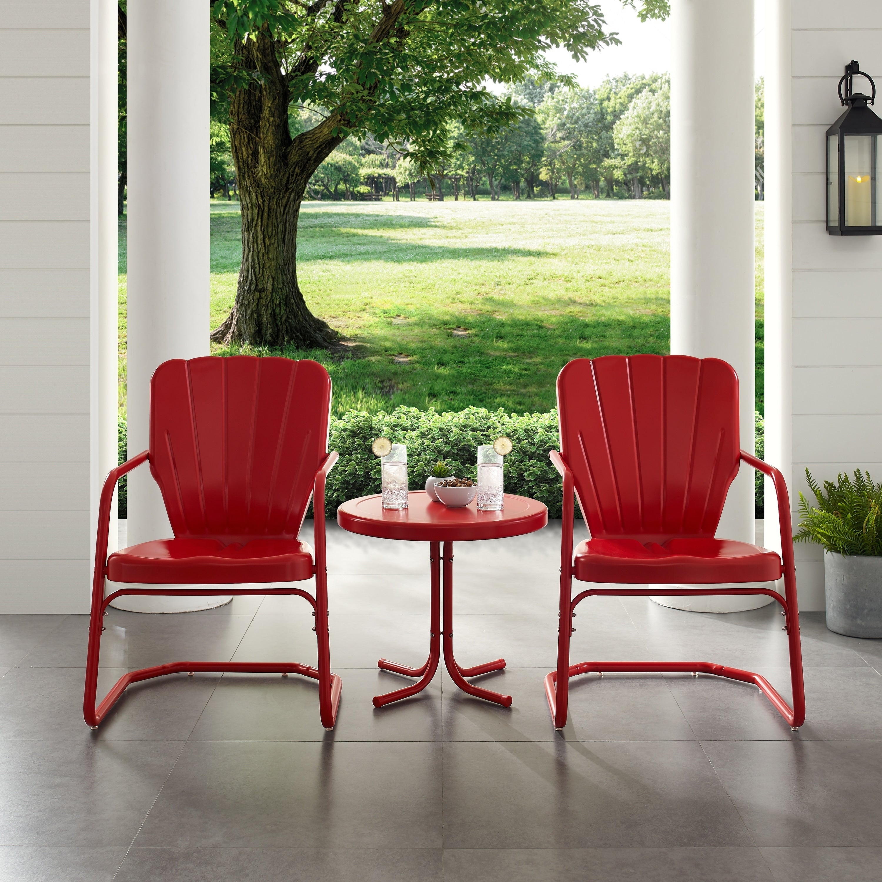 Havenside Home Dublin Bay Red 3 Piece Metal Conversation Set