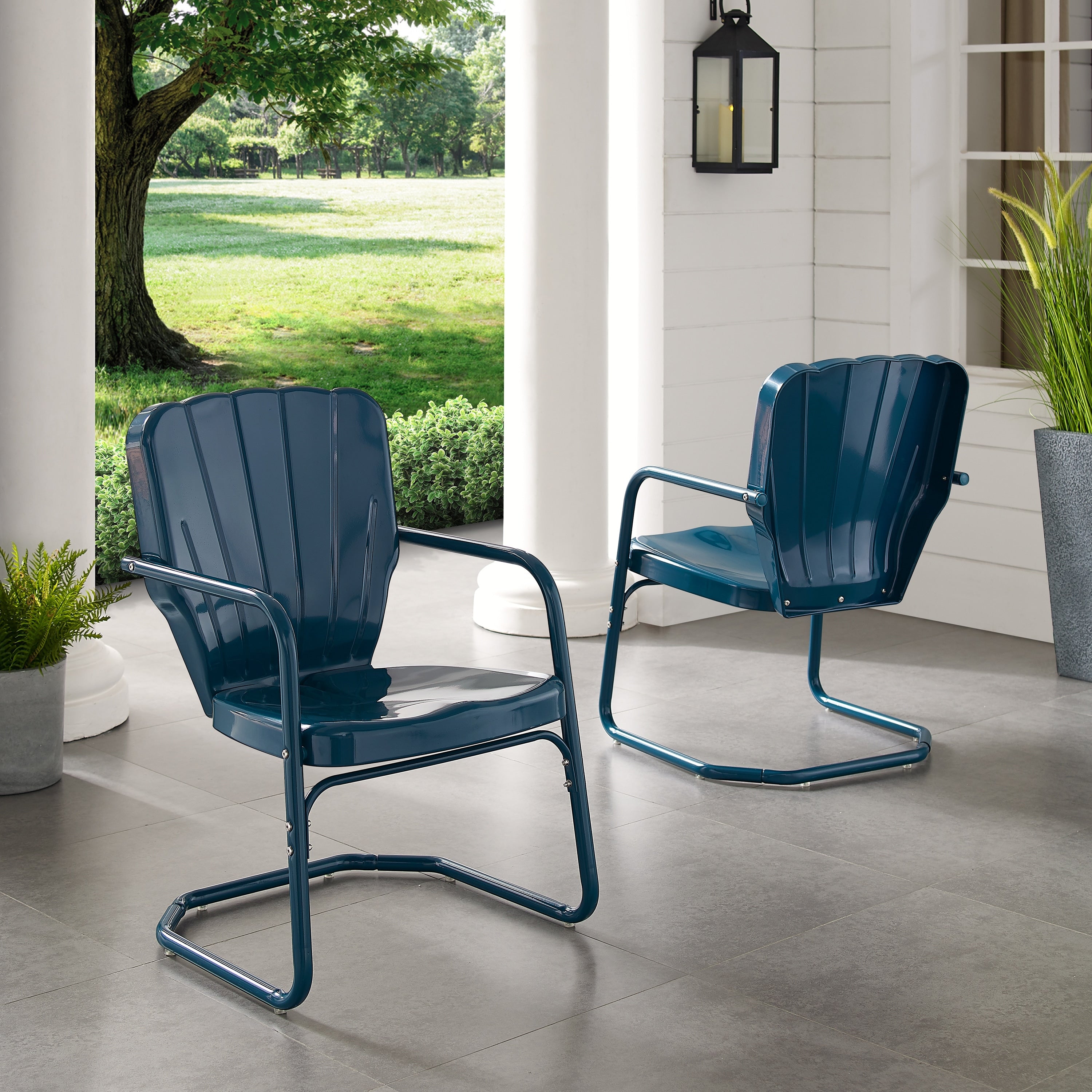 Havenside Home Dublin Bay Blue Metal Chairs Set Of 2