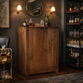 Ridgewood Fluted Wood Bar Cabinet With Wine Storage N A