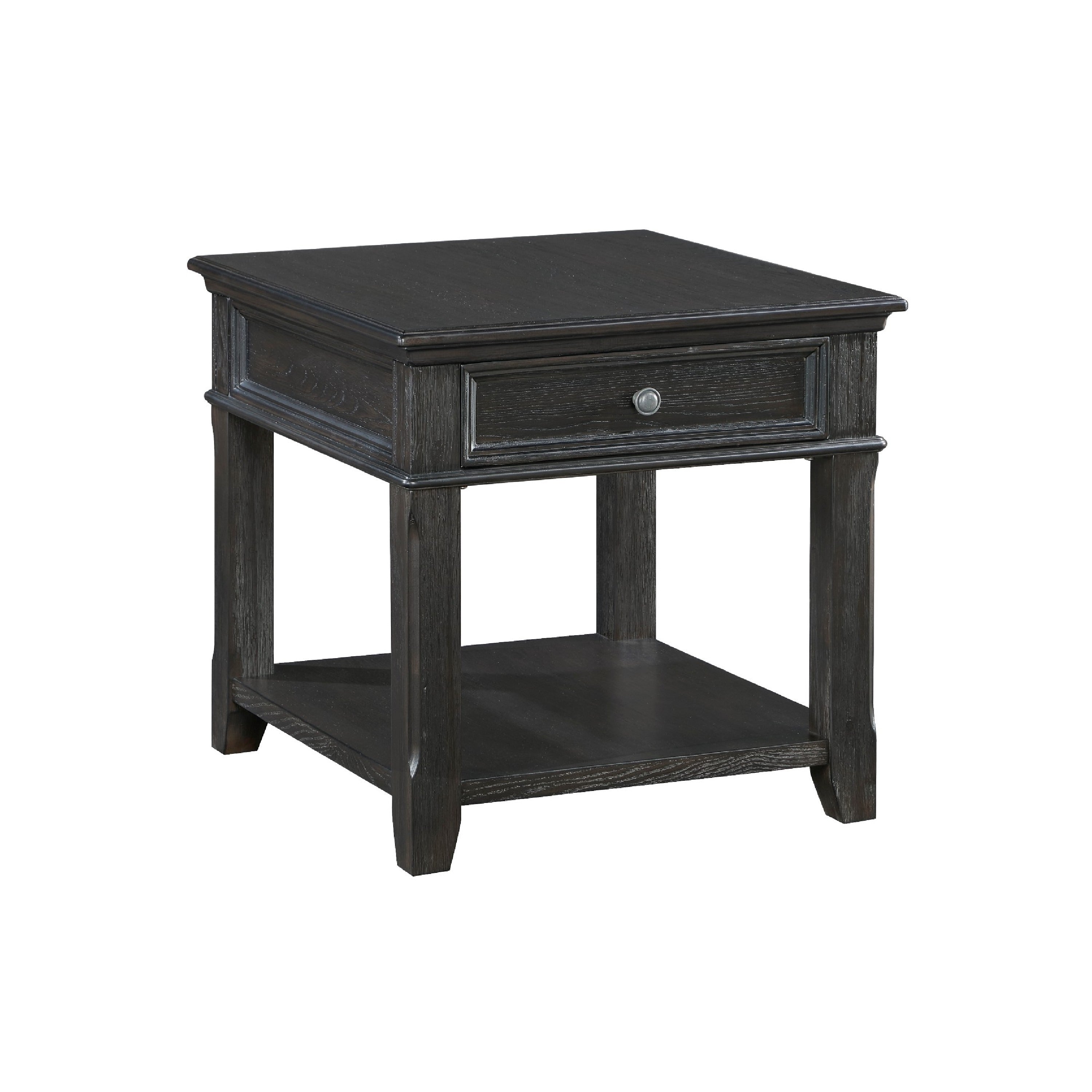 Riel Side End Table W Usb Port 27 Inch Top 1 Drawer Charcoal Black