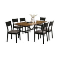 Riera 7Pc Dining Table Set With Planked Top 6 Faux Leather Chairs