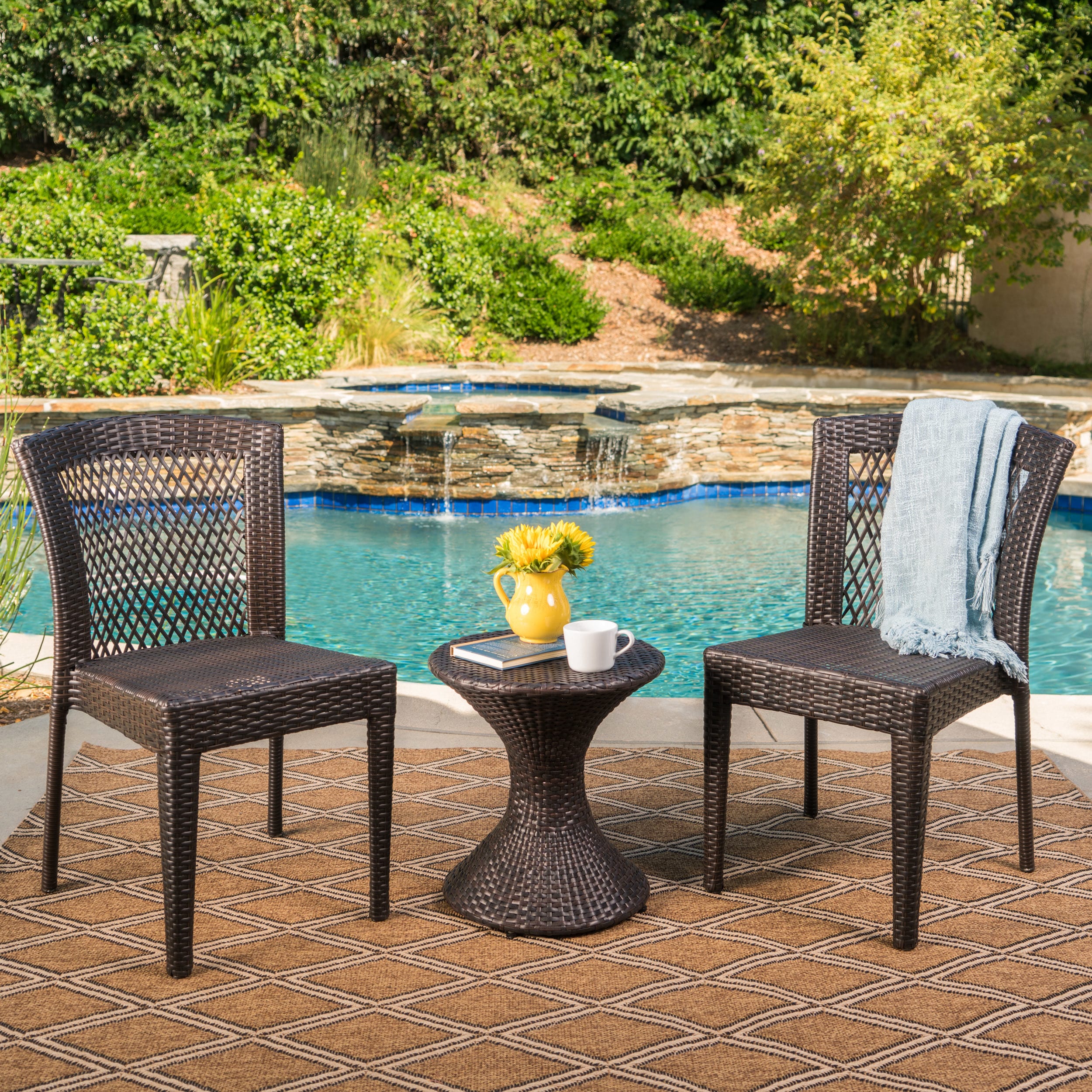 Riggs Outdoor 3 Piece Round Wicker Chat Set By Christopher Knight Home
