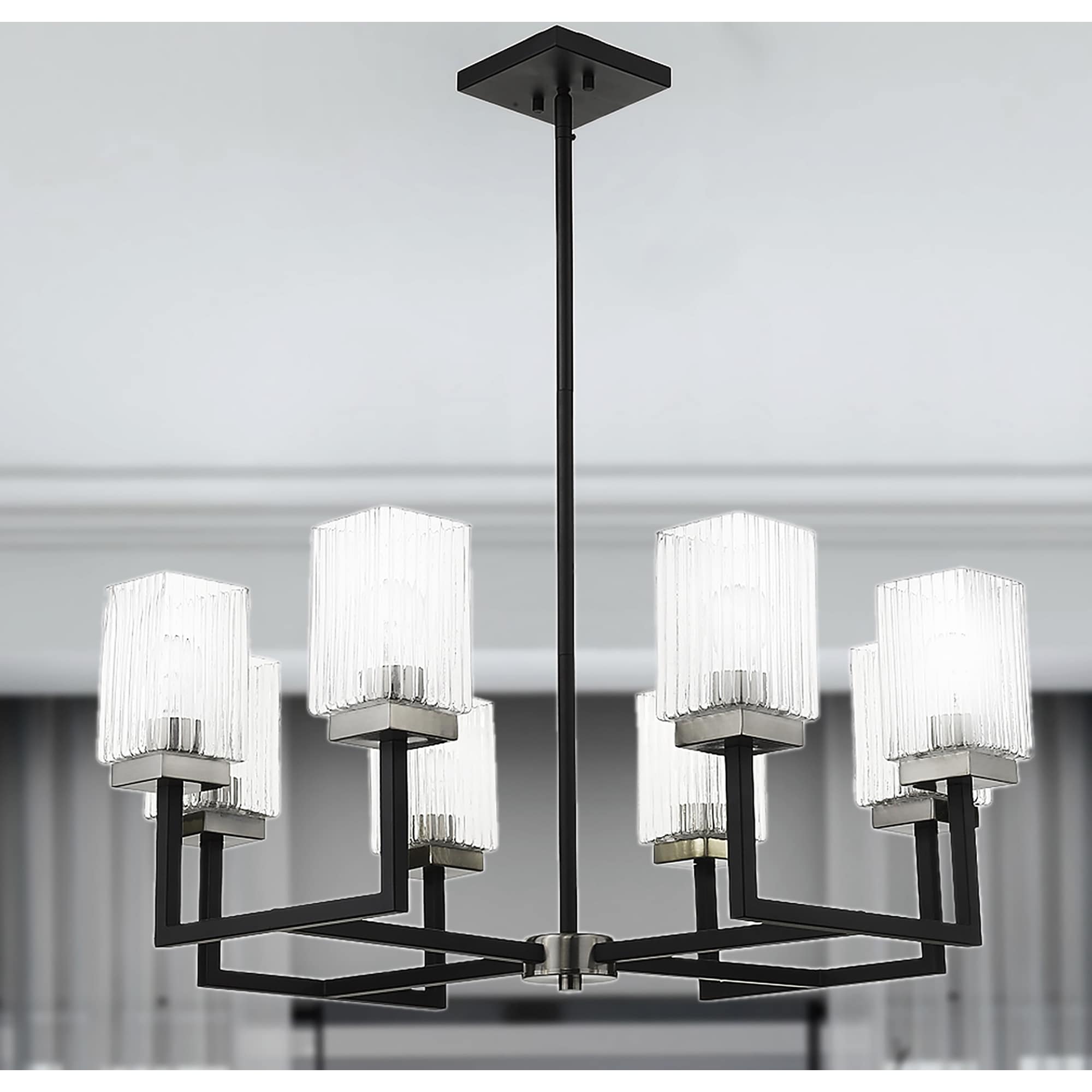 Rigsby Black Brushed Nickel 8 Light Linear Chandelier