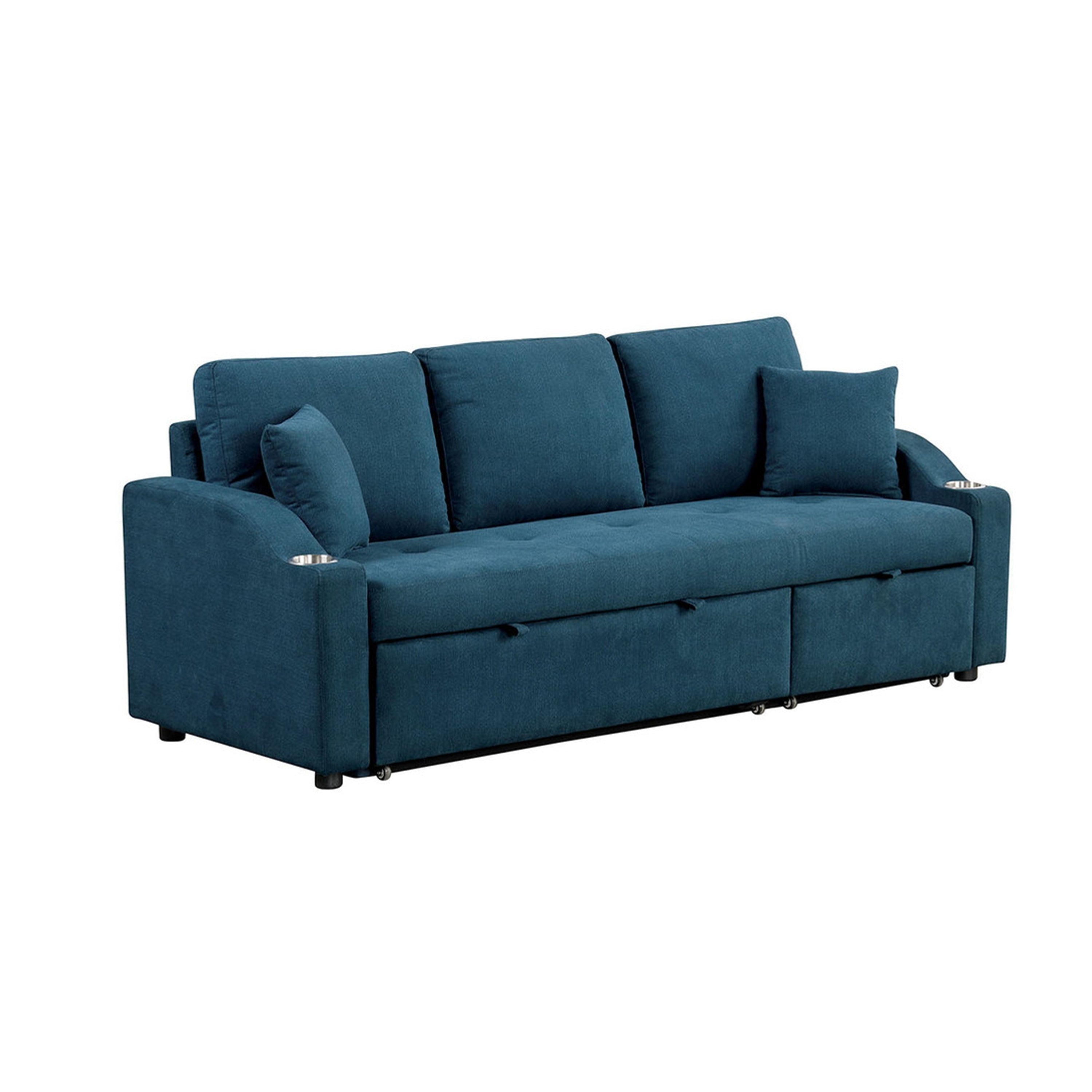 Rily Sleeper Sectional Sofa With Pull Out Bed And 2 Pillows Blue