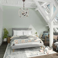Farmhouse White Chandelier 4 Lights Latern Wood Pendant Lighting L20 Xw20 Xh22.2