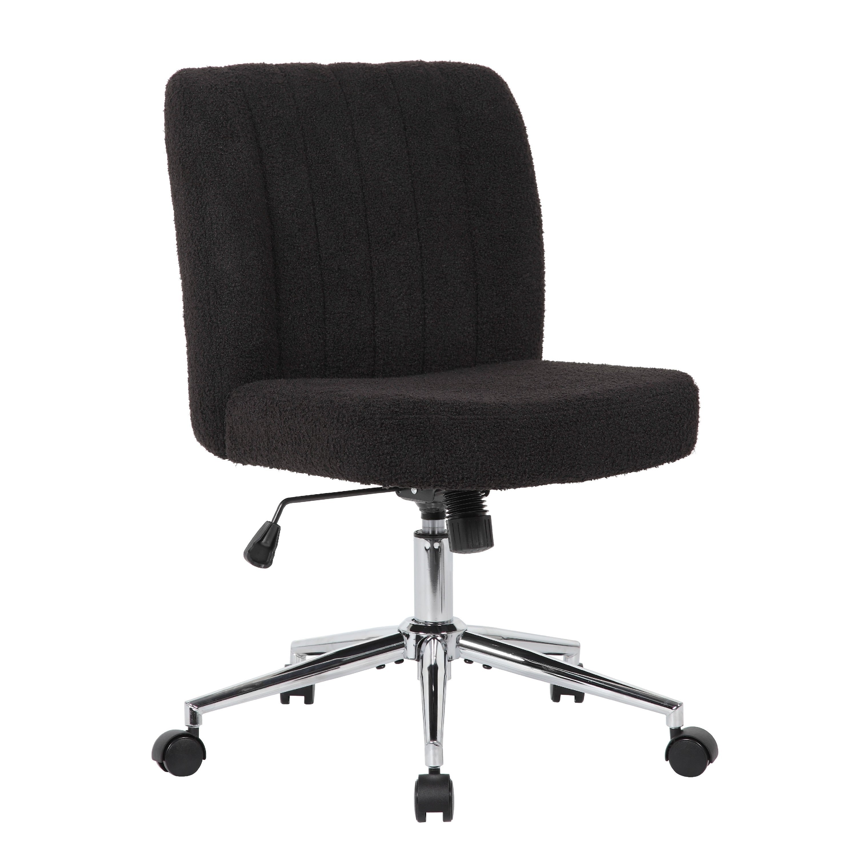 Rio Adjustable Height Office Chair Black Boucle Chrome Nylon Casters