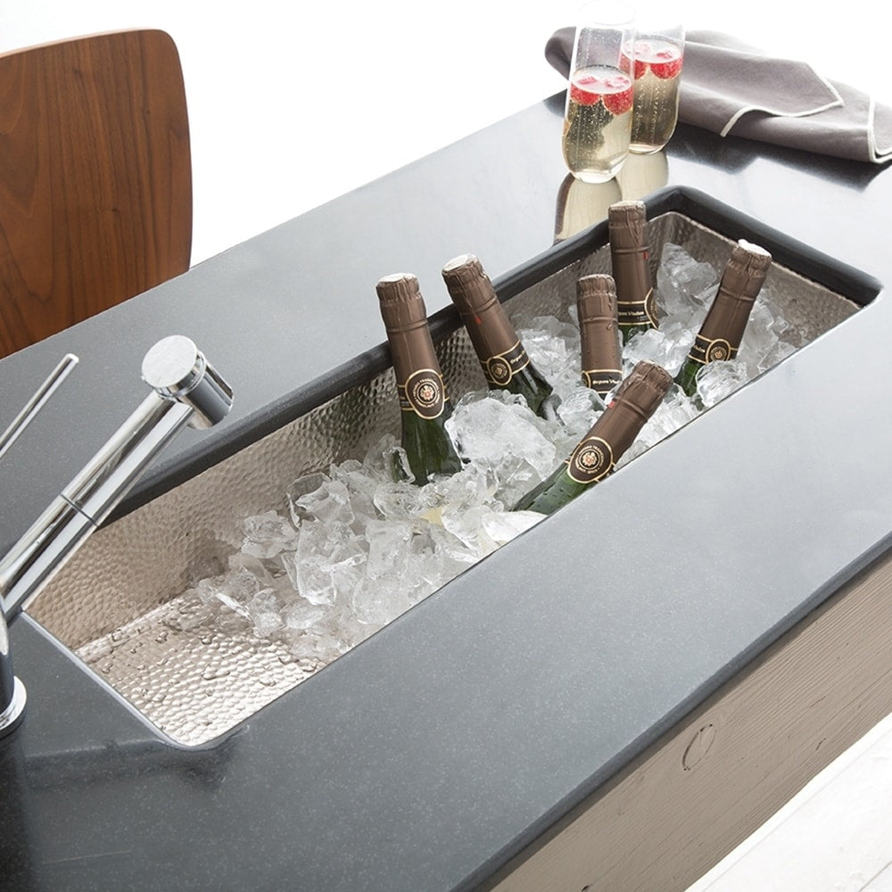 Rio Chico Brushed Nickel Universal Mount Bar Prep Trough Sink Brushed Nickel