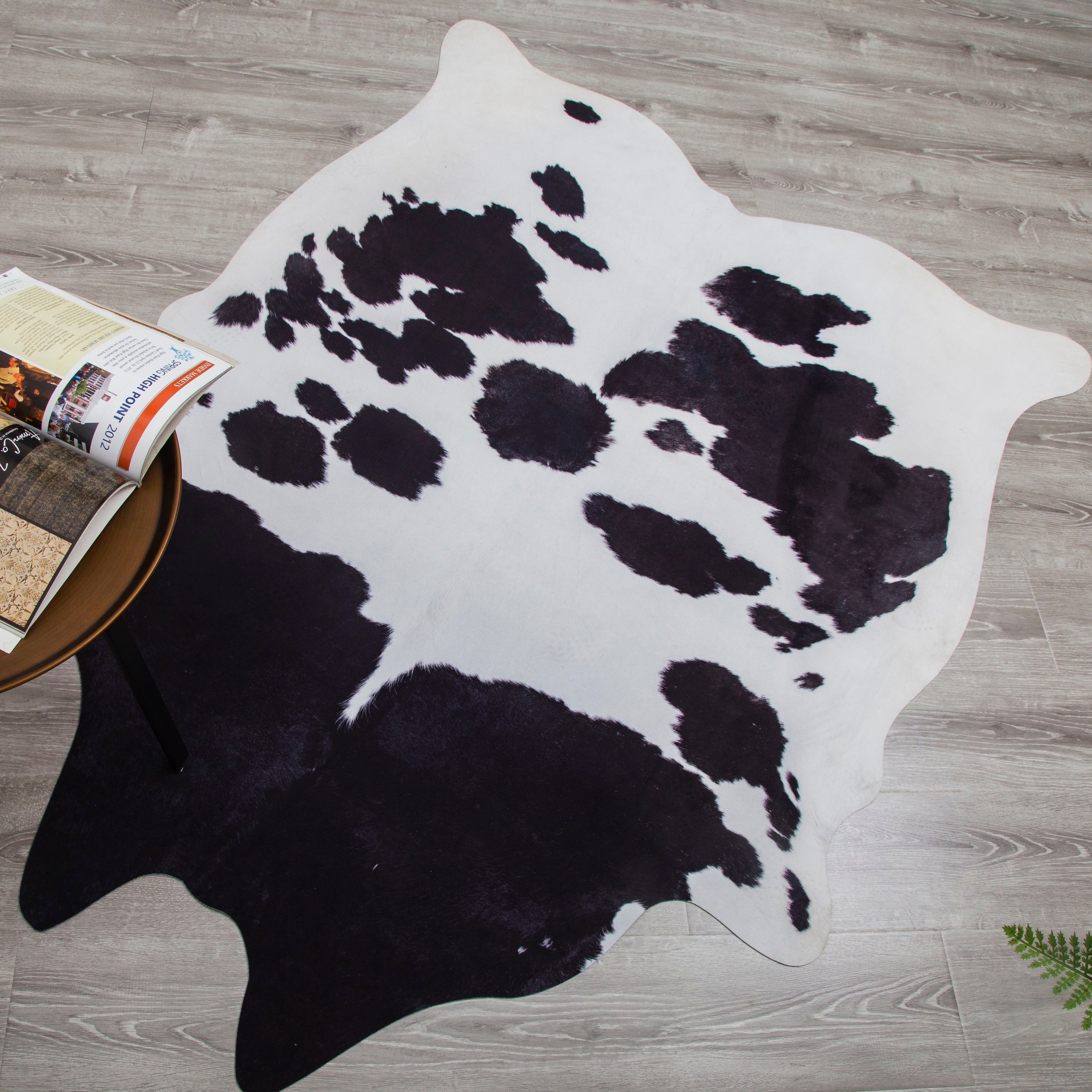 Rio Collection Black White Faux Cowhide Printed Rug 5 X 66