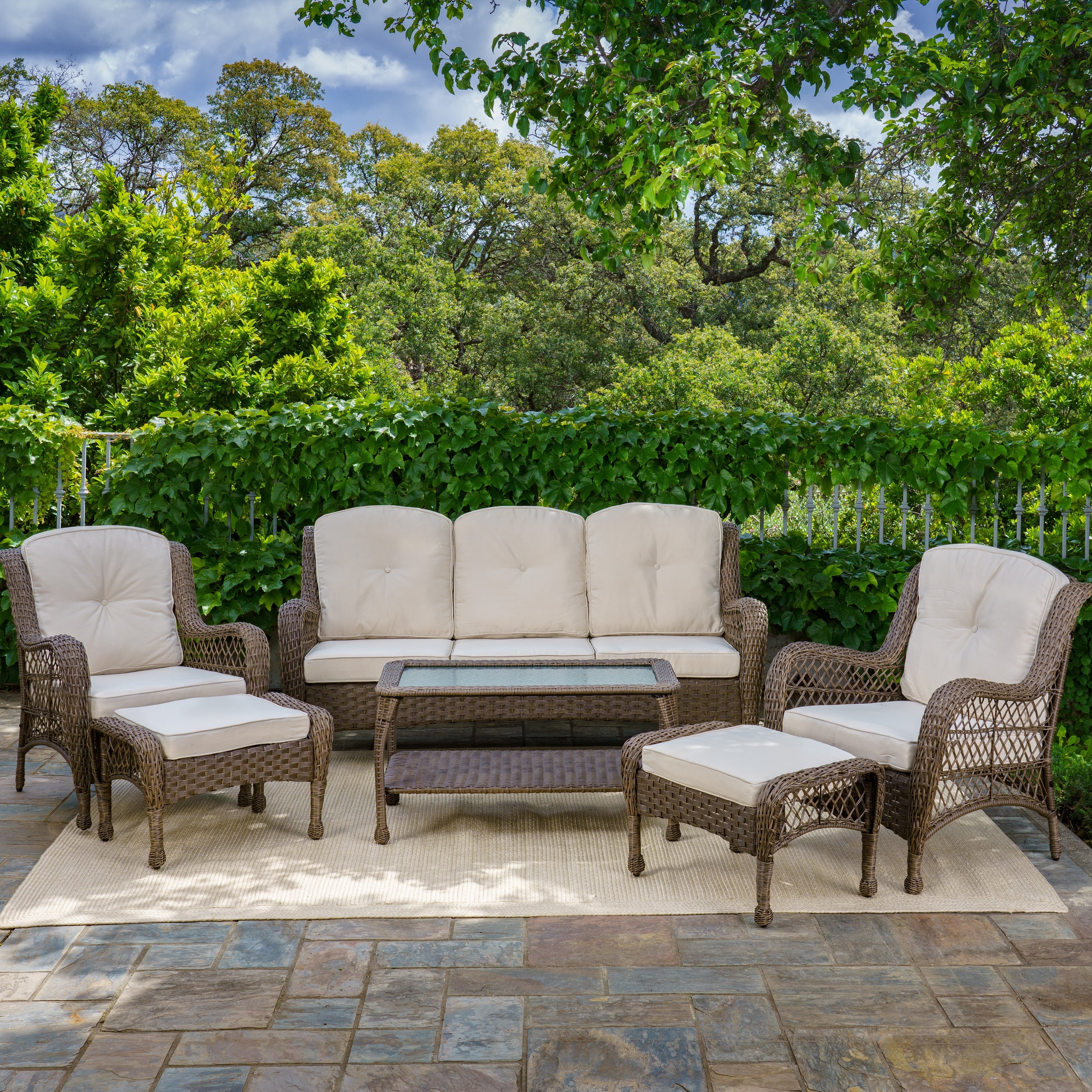 Havenside Home Coal Bay 6 Piece Outdoor Wicker Sofa Set