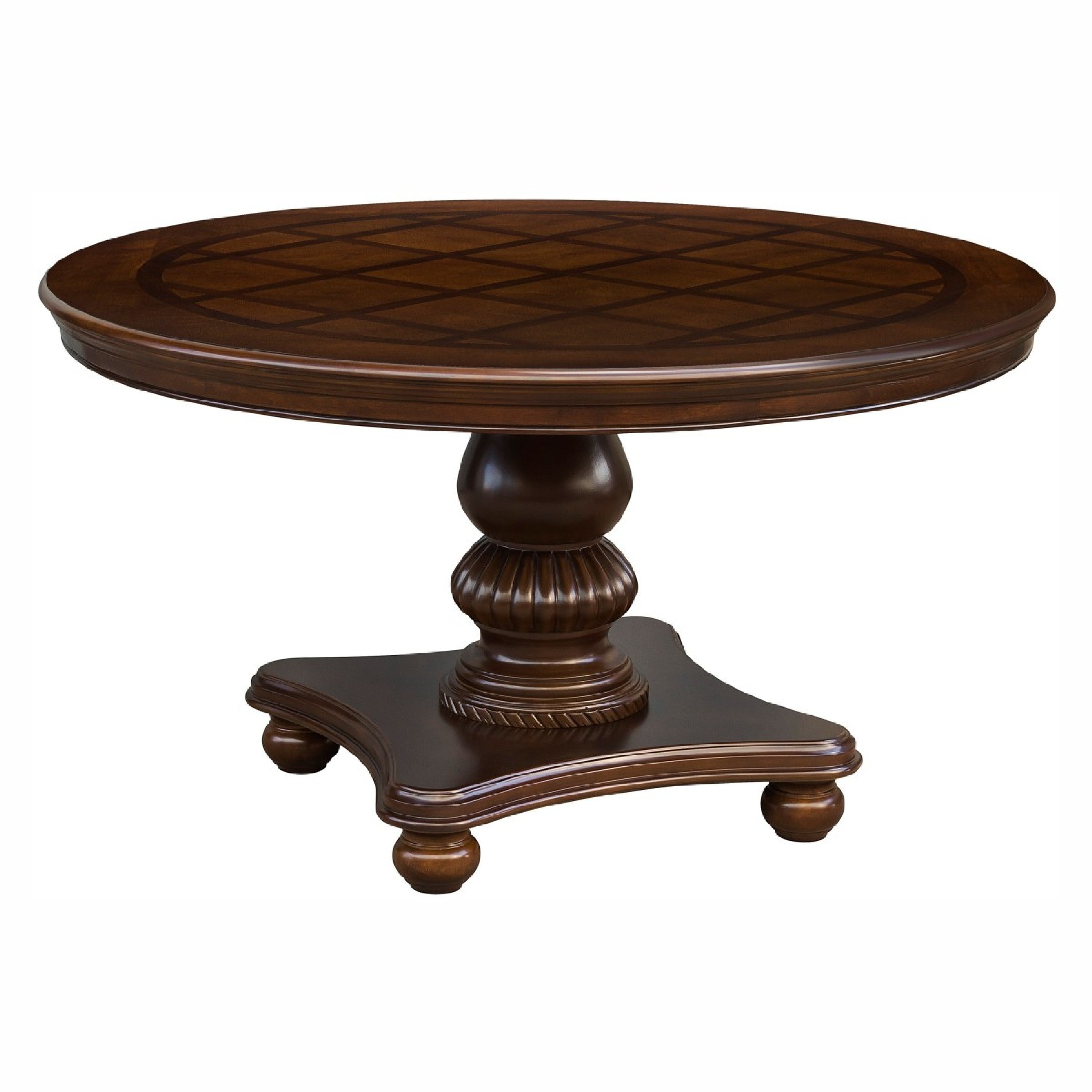 Rion Dining Table 54 Inch Round Top With Pedestal Base Cherry Brown