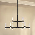 Ristretto 42 Inch 18 Light Matte Black Led Chandelier With Clear Ribbed And White Acrylic Shades