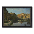 River Landscape With Cliffs C 1850 1860 Henri Harpignies Custom Framed Canvas