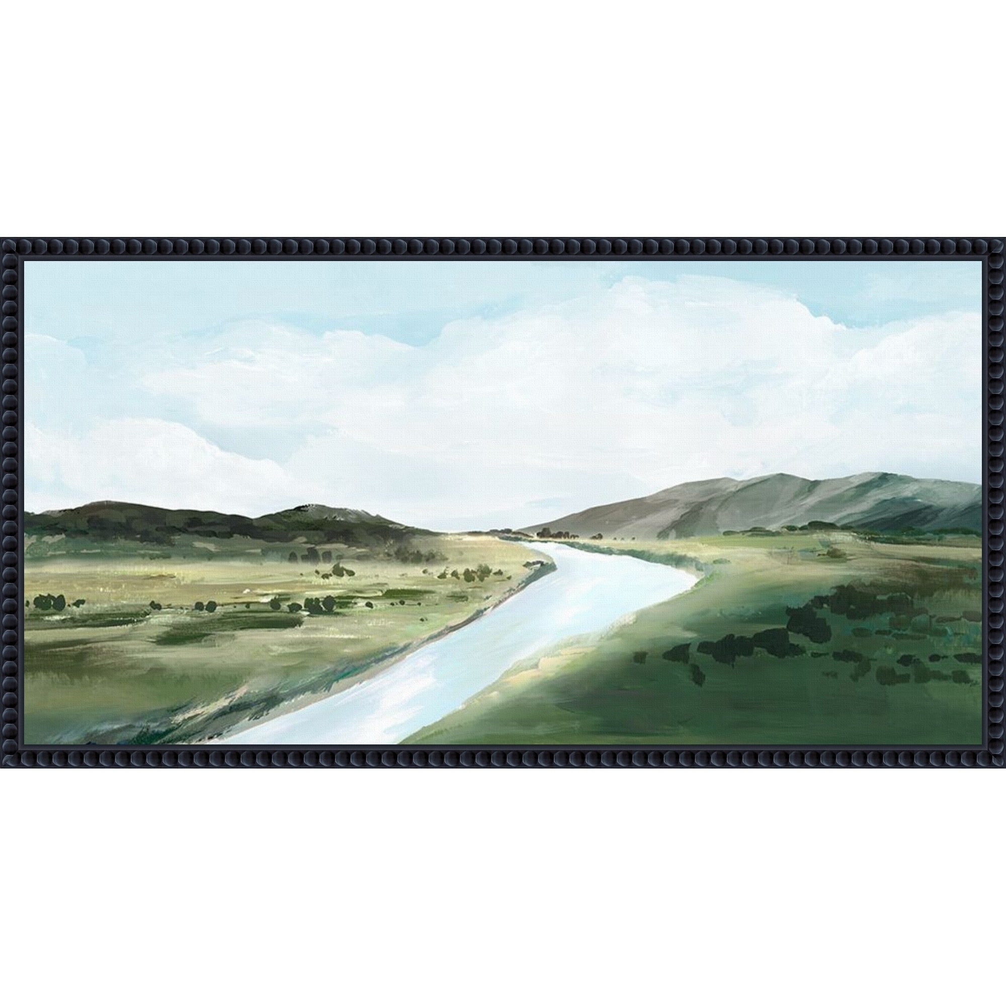 River Through Open Fields By Pi Studio Framed Canvas Wall Art Print