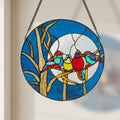 16 H Birds In The Night Sky Round Stained Glass Window Panel