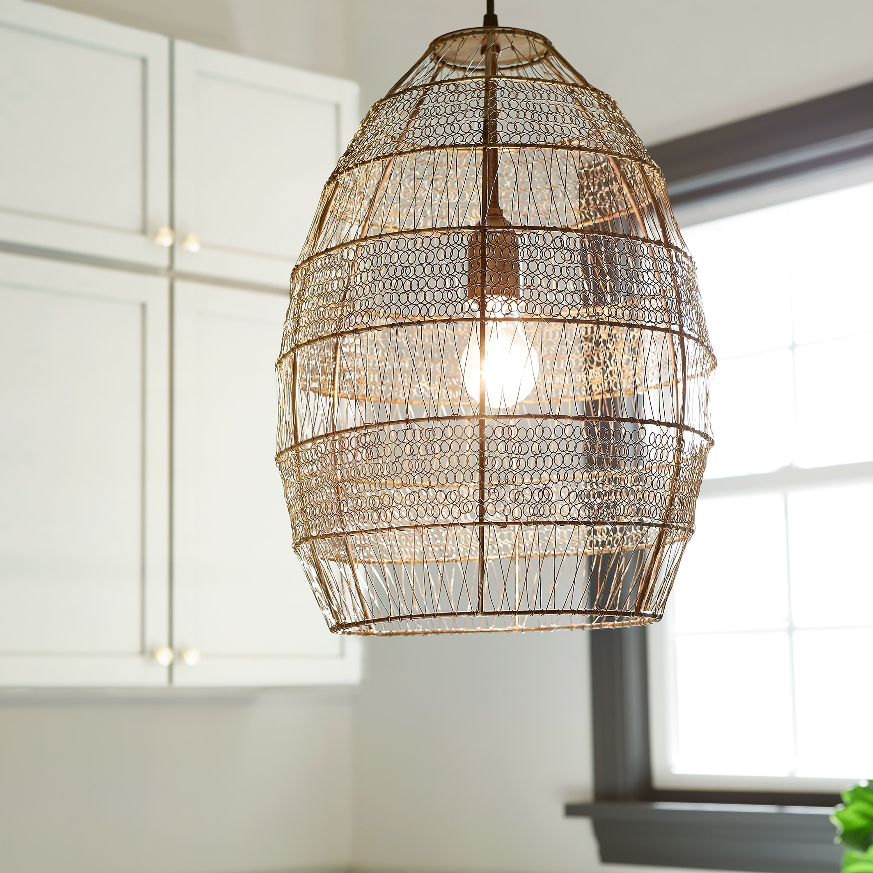 The Curated Nomad Cordilleras Oversized Woven Cage 1 Light Pendant