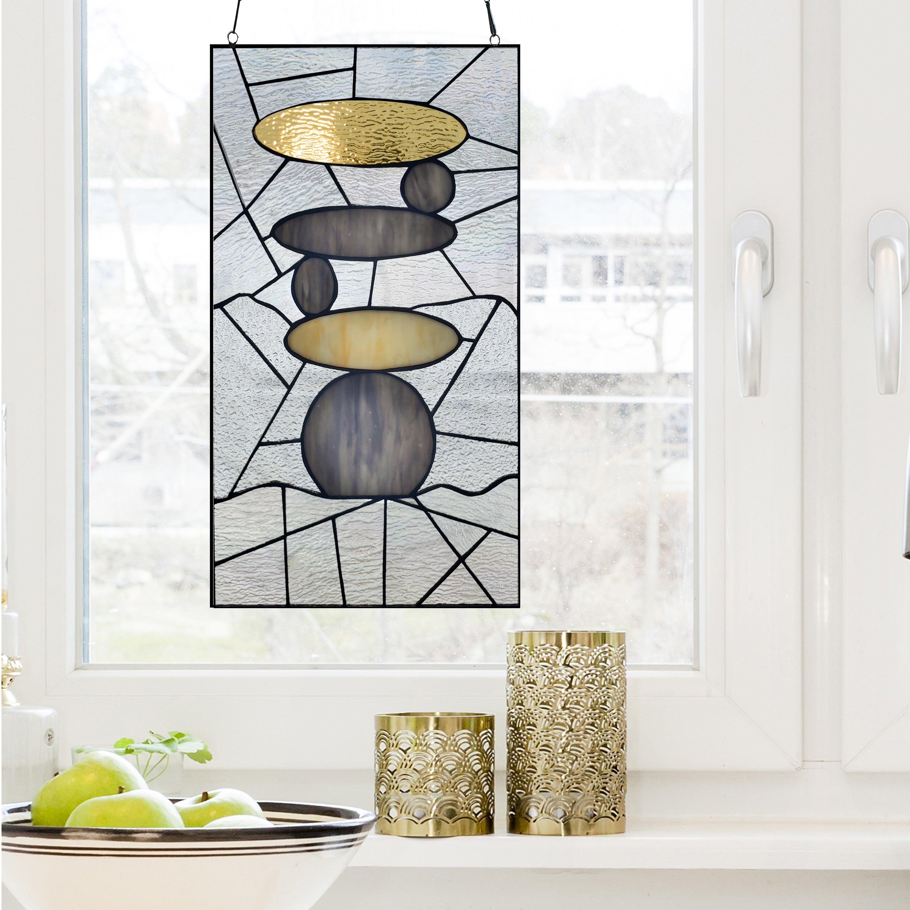 River Of Goods 18 H Namaste Stained Glass Window Panel