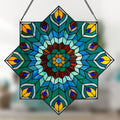 24 Inch Tiffany Style Stained Glass Peacock Star Window Panel