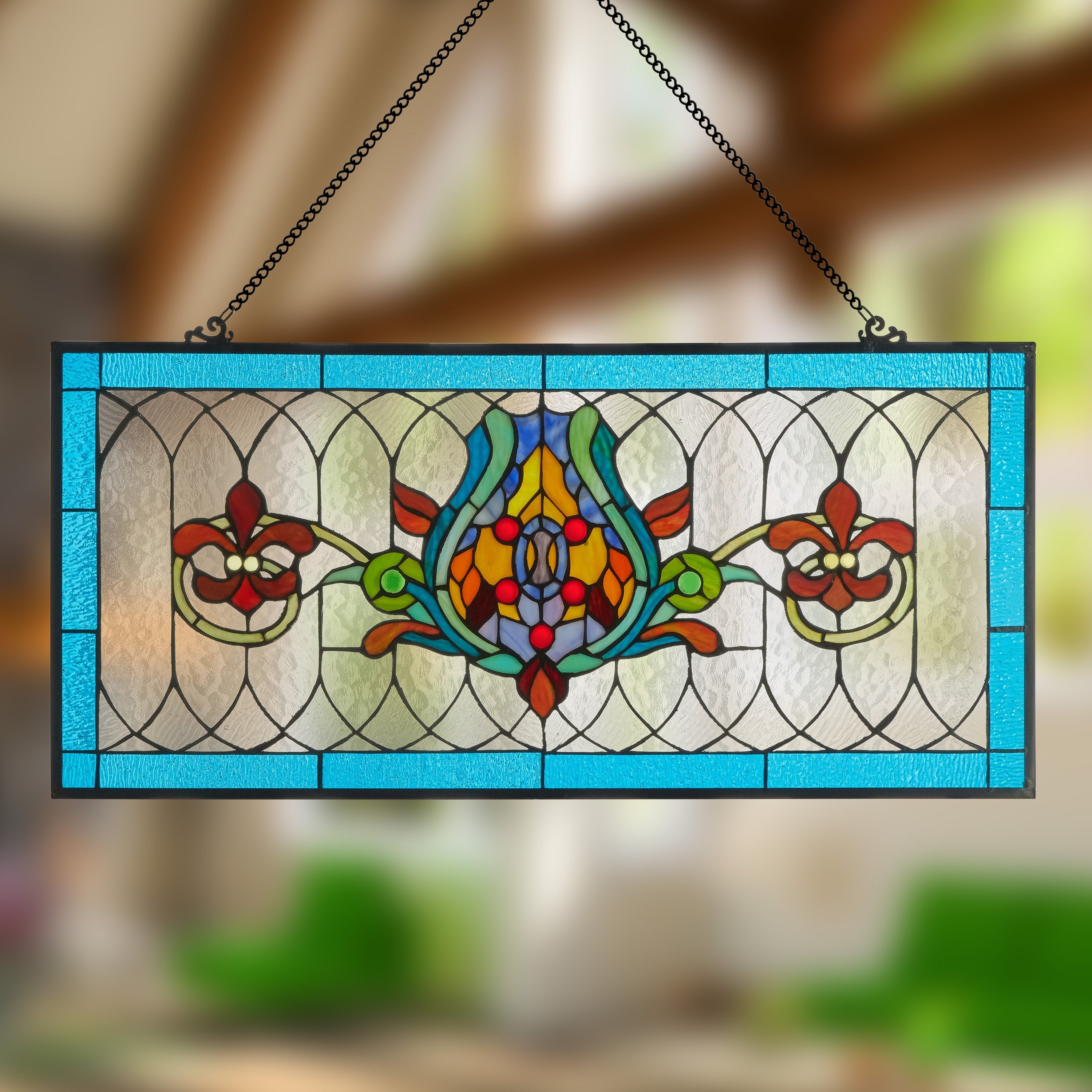 River Of Goods Fleur De Lis Stained Glass Pub Window Panel