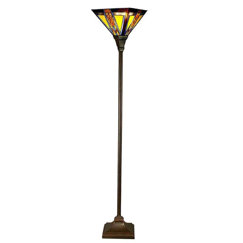 Copper Grove Everglades Mission Style Stained Glass 70 Inch Southwestern Torchiere